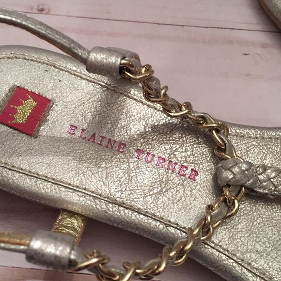Elaine Turner Silver Braid/Chain Thong Sandal - Picture 2 of 8